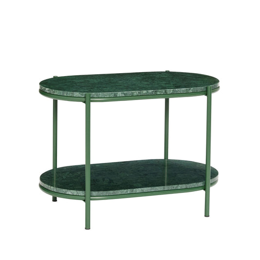 Dark Green Marble Side Table | Modern Metal Base