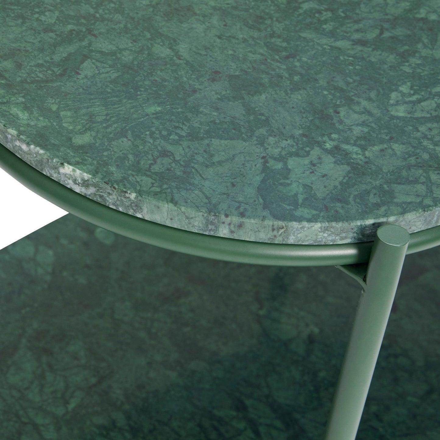 Dark Green Marble Side Table | Modern Metal Base