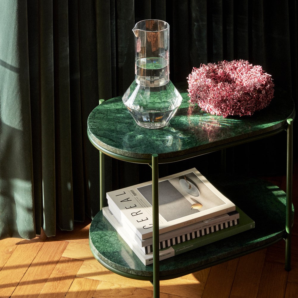 Dark Green Marble Side Table | Modern Metal Base