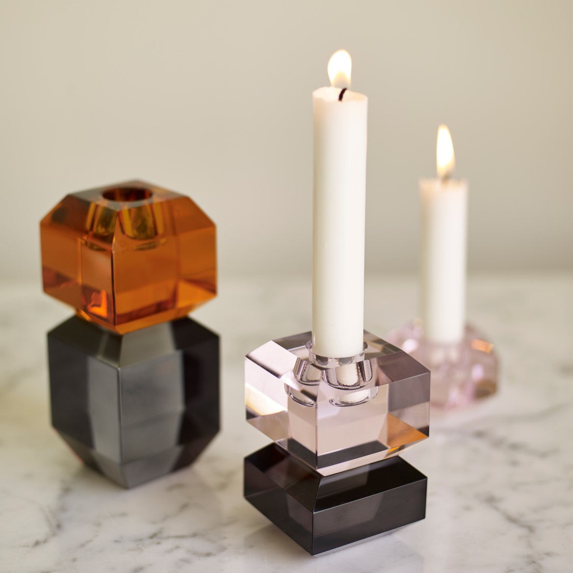 Gem Candlestick Orange/Grey