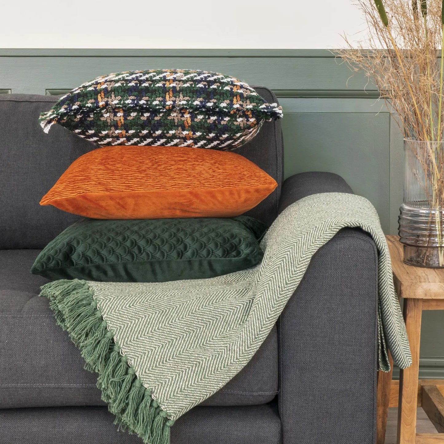 Herringbone Green Plaid 130 x 160