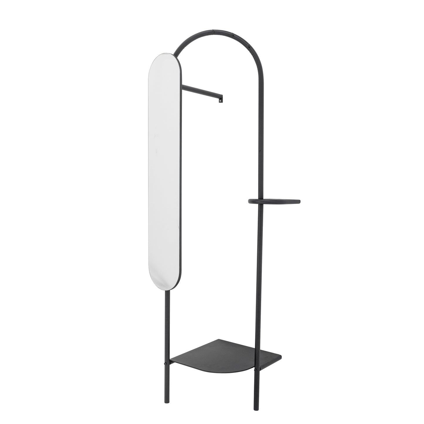 Clothes Rack with Mirror | Black Metal