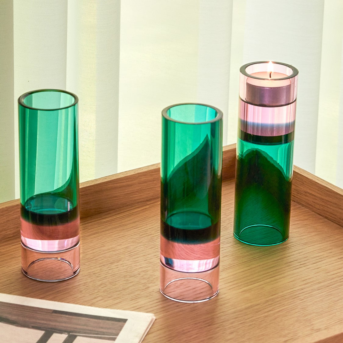 Astro Tealight Holder Green/Pink